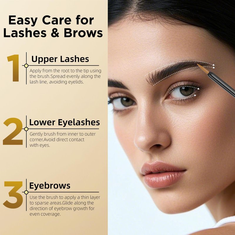 Eyelash & Eyebrow Growth Serum-2-in-1 Lash & Brow Enhancer for Longer, Thicker, Fuller Looking Lashes - Advanced Peptide Formula, Vegan & Cruelty-Free, Safe for Sensitive Eyes - 3ml (Carbon Gold)