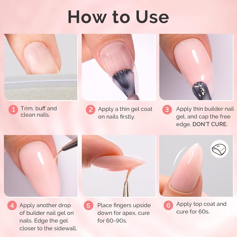 MelodySusie 2PCS 15ML Nude Builder Nail Base Gel - Thickening Soak Off UV Extension Gel for DIY Nail Art