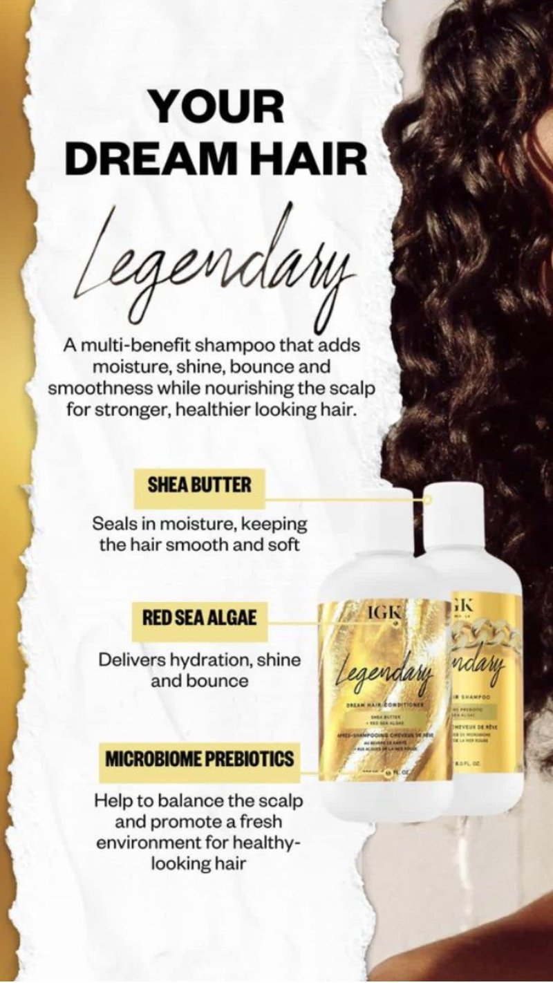 IGK LEGENDARY Dream Hair Conditioner | Softens Smooths and Adds Shine | Moisturizes Dry Damaged Hair for a Healthy Look | 8 Oz