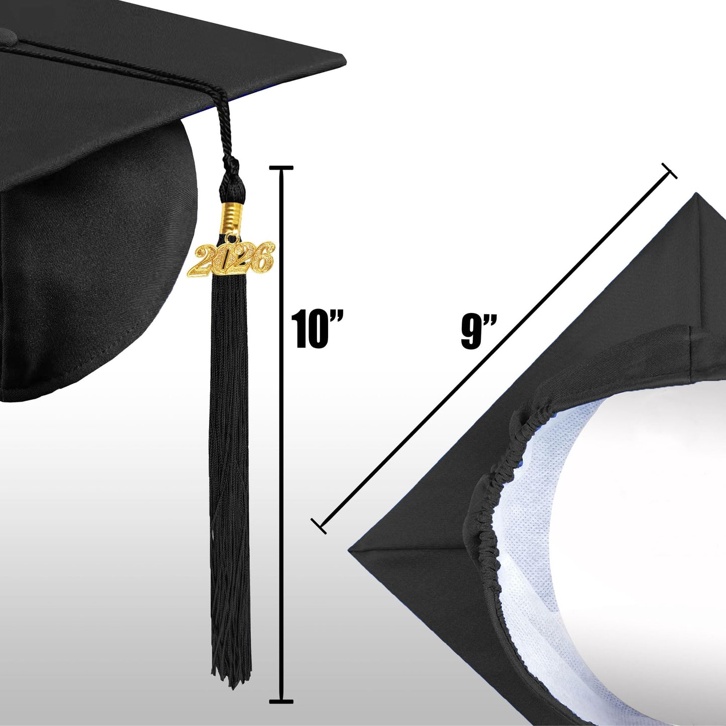 YIIOSS Unisex Adult Matte Graduation Cap with Graduation Tassel and Year Charm for High School and Bachelor Master, Black