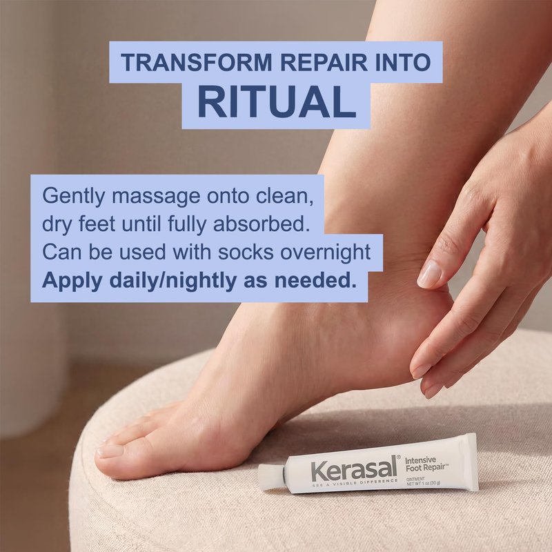 Kerasal Intensive Foot Repair Ointment - Heal Cracked Heels & Dry Feet | 1 oz, 2 Count