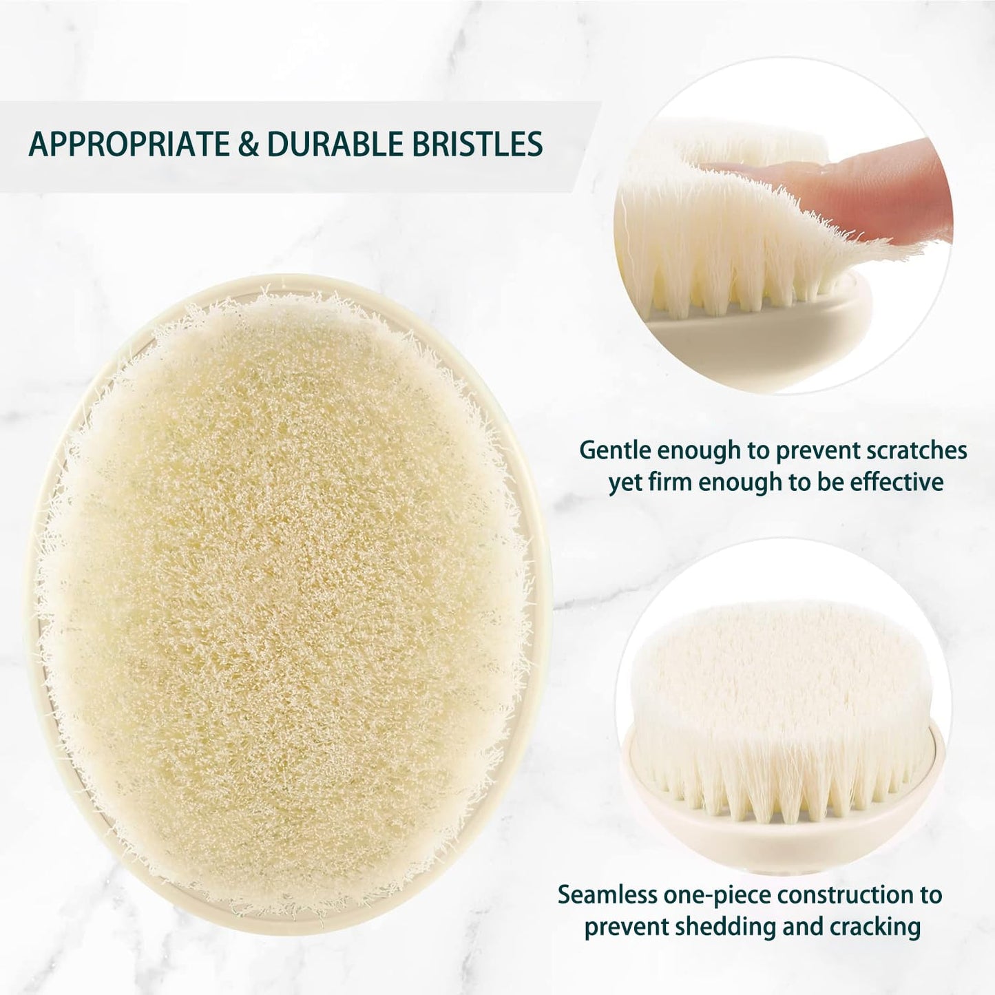 Dry Brushing Body Brush for Lymphatic Drainage & Exfoliation, Strong Grip for Deep Cleansing & Smooth Skin, Body Scrubber with Comfortable Bristles, Cream White