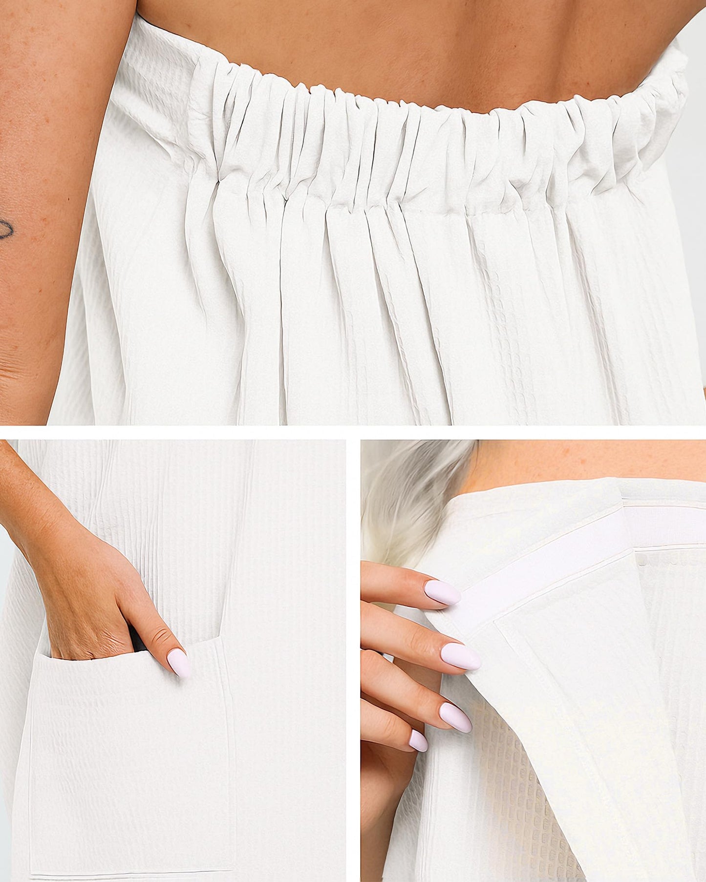 Xeoxarel Waffle Towel Wraps for Women, Lightweight Soft Shower Wrap, Perfect for Spa, Sauna, and Pool White Ivory