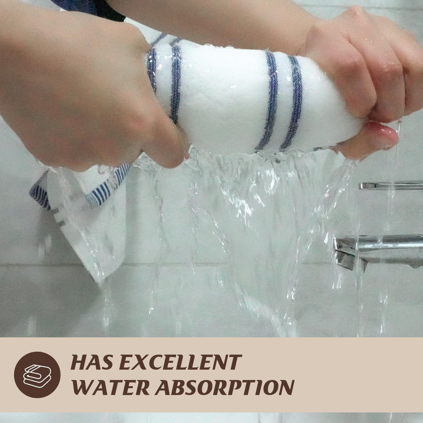 Luxury Hand Towels Bathroom Soft: 6 Packs 14X30 Stripes White Face Towel 100% Cotton Turkish Highly Absorbent Decorative Quick Dry Multi-Purpose Bath Kitchen Hotel Spa Gym (03 Blue Multiple Stripes)
