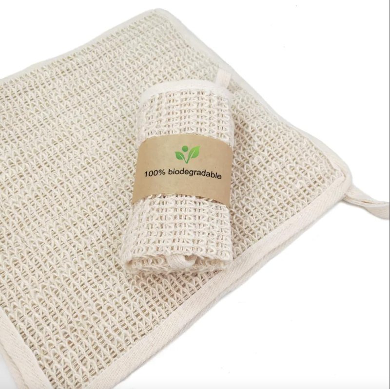 Natural Bath Body Washing Cloth, 100% Biodegradable Sisal Exfoliating Loofah Towel,