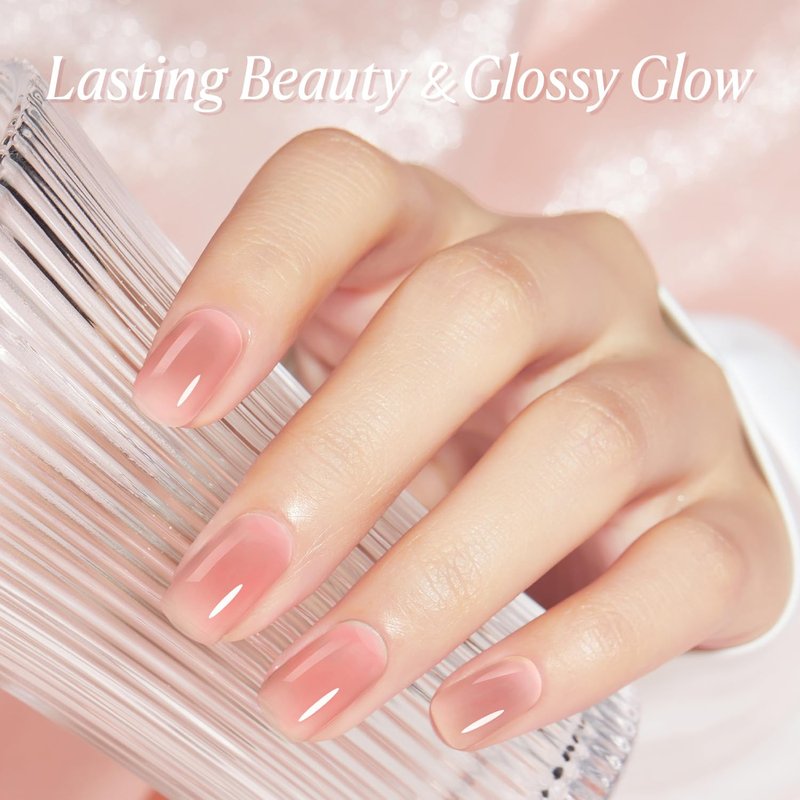 Nude Pink Gel Nail Polish - Sheer Translucent Pastel Color | 18ML Soak Off UV/LED for French Nail Art