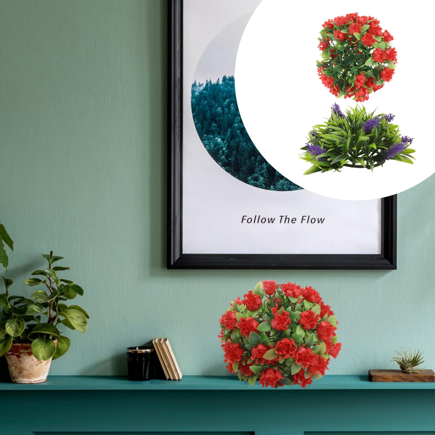 Hemoton 2Pcs Artificial Plants Flowers,Artificial Lavender Ball Rose Ball,Decorative Round Floral Balls,Hanging Balls Decoration,Artifical Lifelike Plants for Home Balcony Patio Garden Party