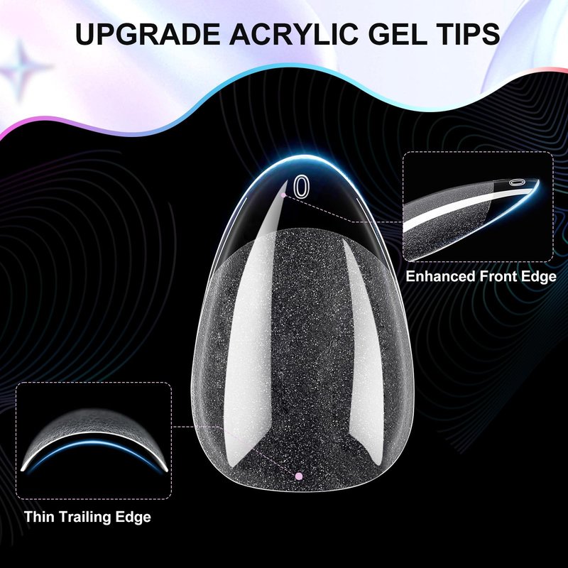 CyyaPeaap Medium Almond Nail Tips - 12 Sizes 240 PCS Half Matte Full Cover Clear Fake Nails Soft Gel Pre-shaped Press On False Nails Acrylic Soft Nail Tips Medium Extension Manicure DIY Gelly Tips