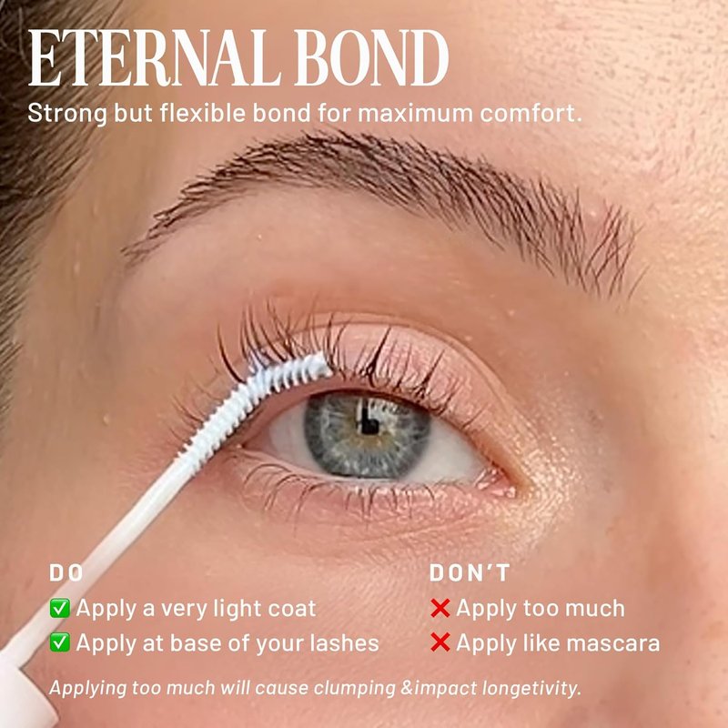 Eternal Bond Lash Cluster Glue - Strong, Flexible Hold | Waterproof, Sensitive Eyes Safe - Mini Mascara Wand Applicator - 0.16 fl oz