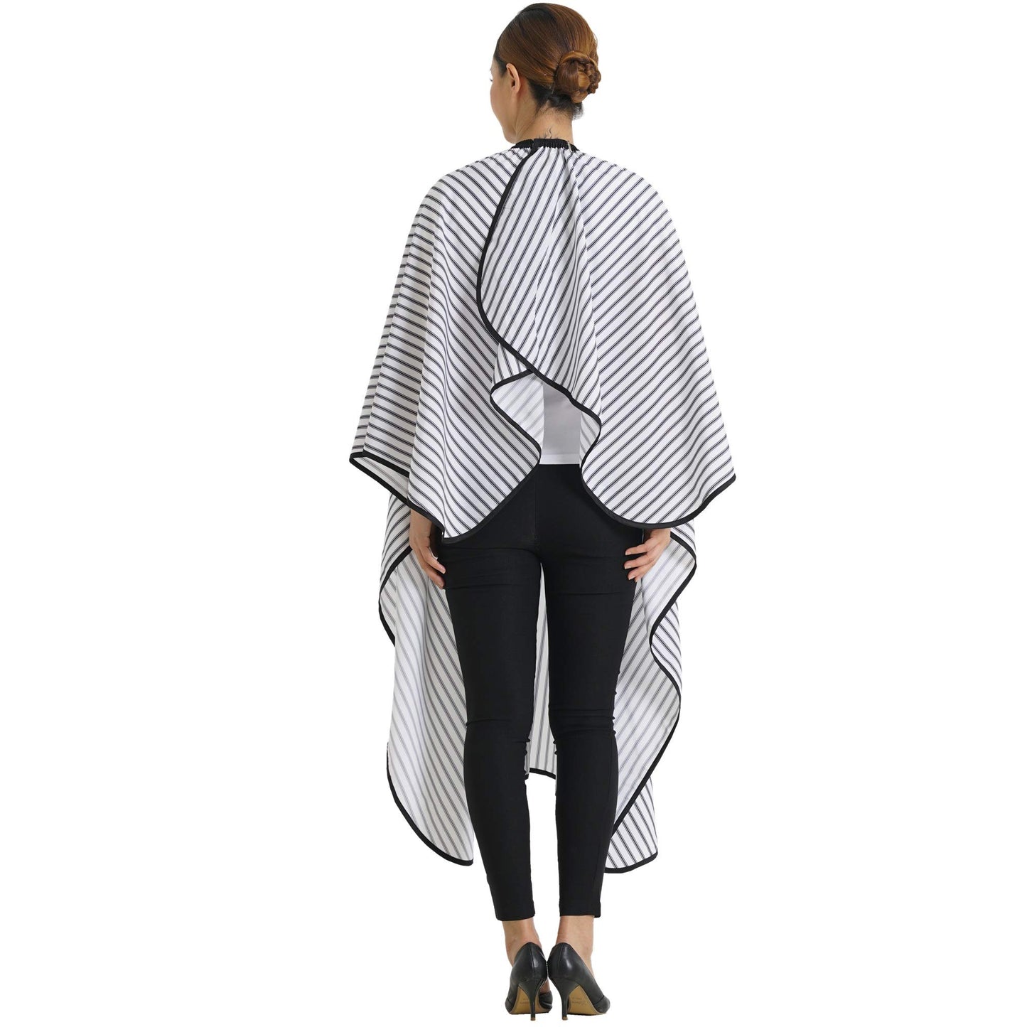 SMARTHAIR Professional Salon Cape Polyester Barber cape Hair Cut Cape,57”x66.8”,Black and White Stripes,C250023B-L
