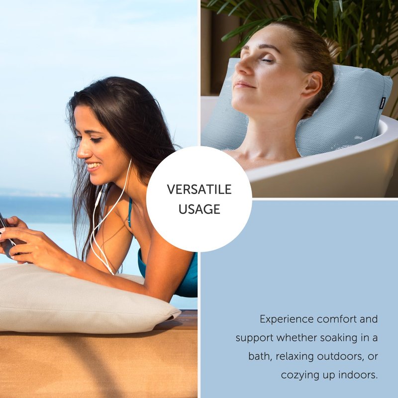 Nunuoo Bath Pillows for Tub Neck and Back Support,Bathtub Cushion backrest headrest Neck Pillow,tub Pillow for Bathtub,3D Mesh Core,Breathable,Quick-Drying,Ergonomic Comfort (Blue)