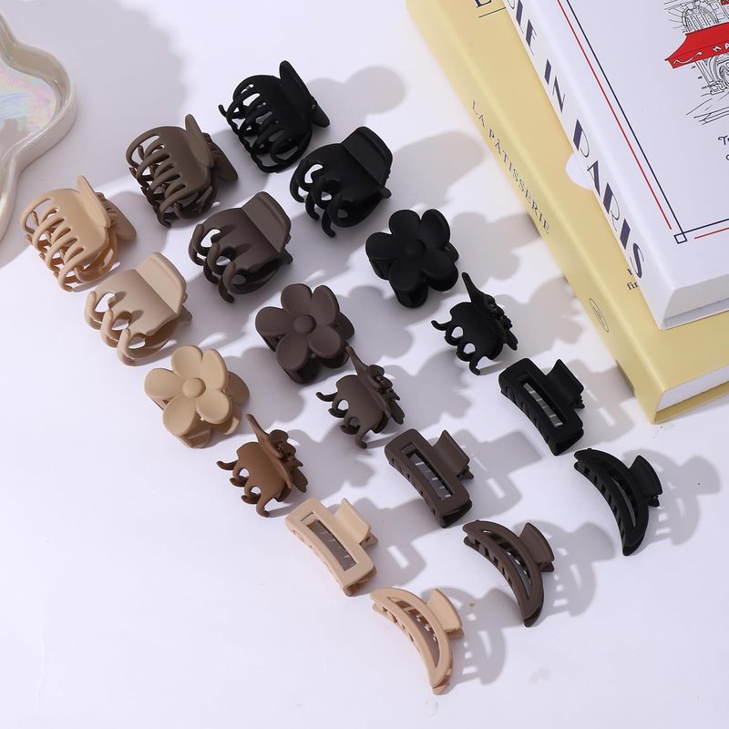Skiennix 18 Pcs Small Hair Clips Set - Stylish Butterfly & Flower Claw Clips for All Hair Types