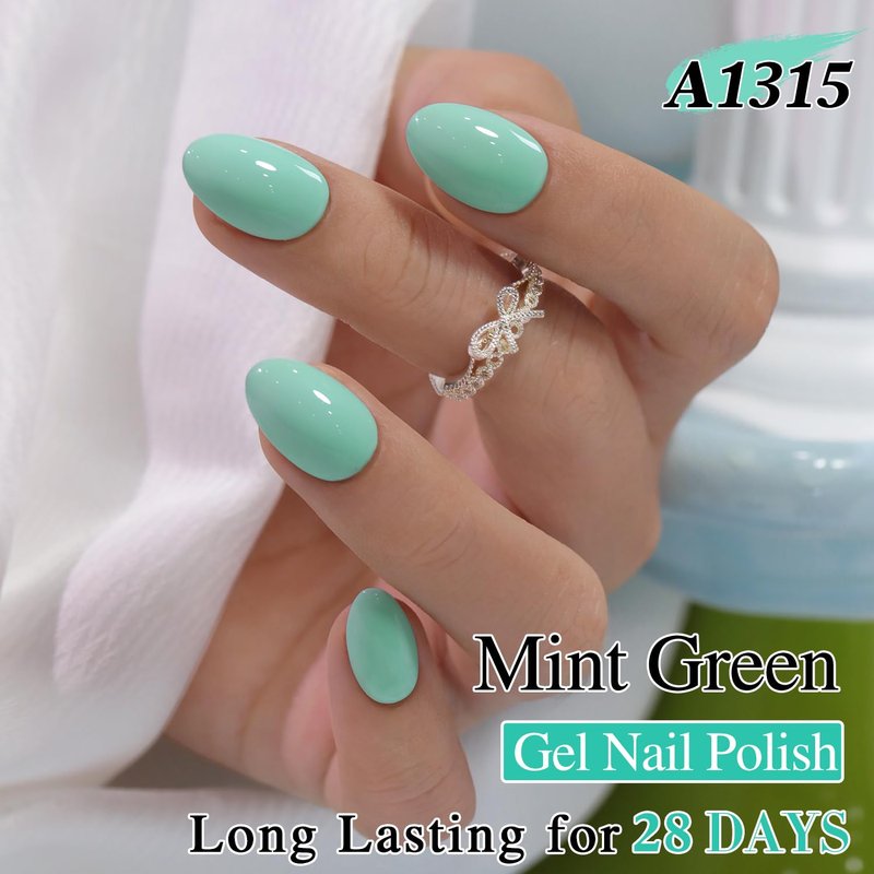 Double Rhythm 15ML Gel Nail Polish Pure Sheer Same Color Same Bottle Soak Off Gel Polish Art Manicure Salon DIY at Home for Women (Mint Green Glow-A1315)