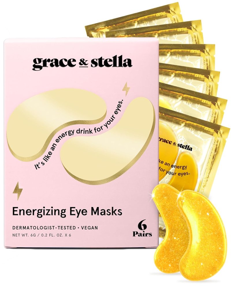 Grace & Stella Under Eye Mask - Award-Winning Gel Patches for Dark Circles & Puffiness | Vegan Self-Care (6 Pairs, Gold)
