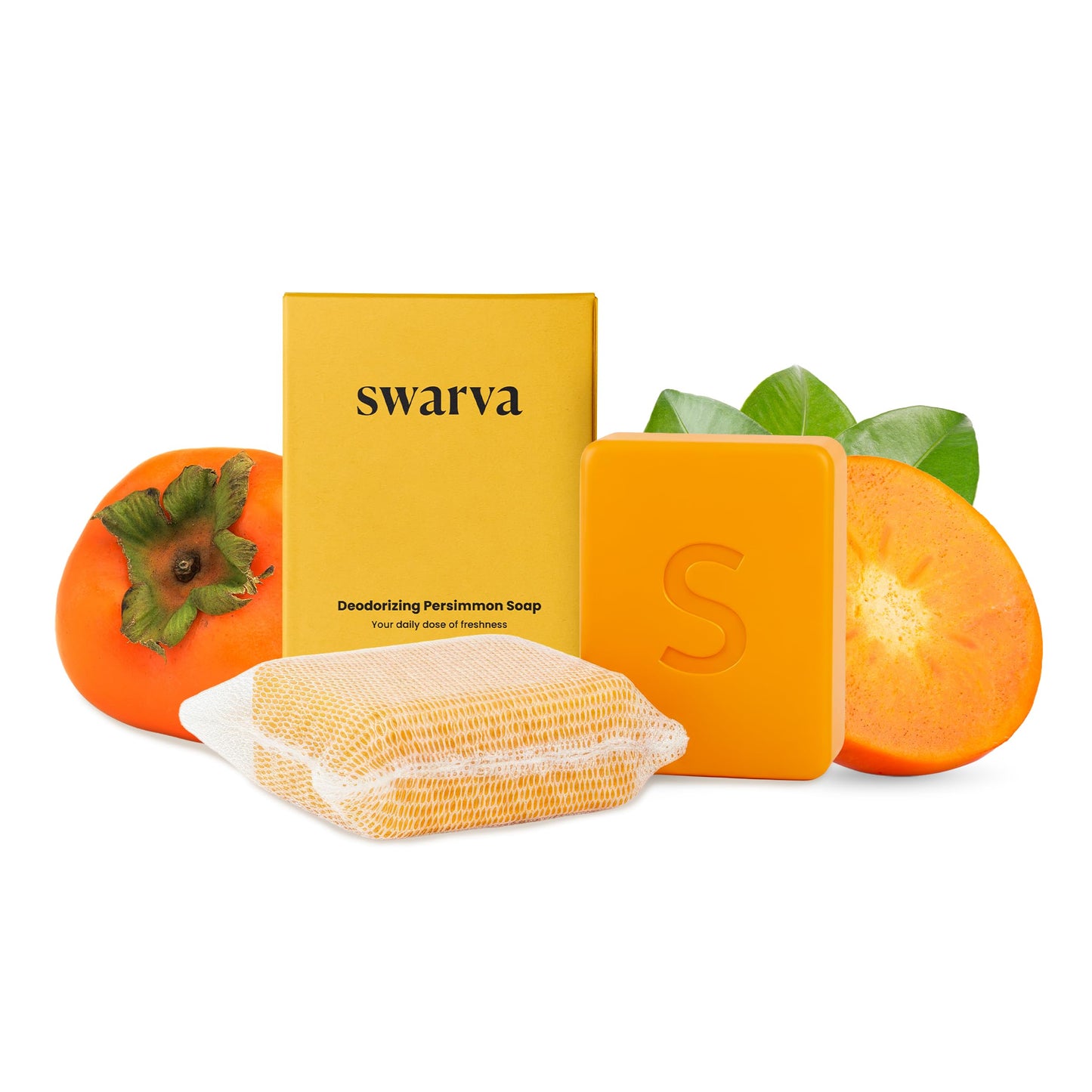 Swarva Japanese Persimmon Cleanser Bar 2 Pk Bundle for Body Odor, Persimmon Solution for Old People Smell - Natural Cleansing Body Bars, Organic Formula, Japanese Skin Care, Cleansing Hygiene