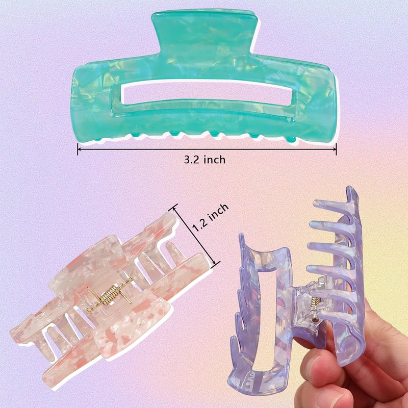 Magicsky Hair Claw Clips - 10 Pcs Opal Marble Tortoise Acrylic Clips for Thick & Thin Hair | Cute 90's Butterfly Barrettes