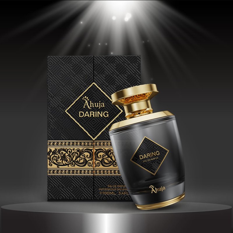 AHUJA Daring Eau De Parfum 3.4 Fl Oz – Long Lasting Perfume for Men w/Pepper & Citrus, Geranium & Patchouli – Bold Masculine Fragrance w/Fresh & Earthy Notes for Everyday Wear – Elegant Gift Scent