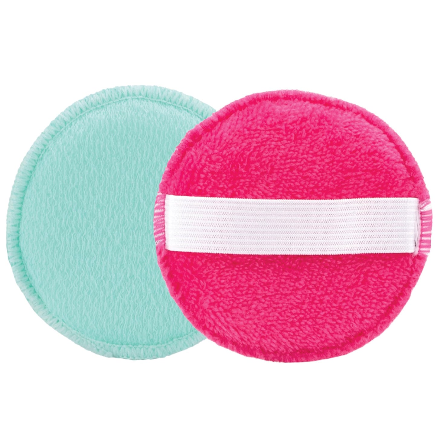 S&T INC. Face Scrubber, Dual-Sided Face Exfoliator with Elastic Strap, Facial Cleansing Pads and Makeup Remover, 3.3 Inch Diameter, 2 Pack, Teal and Pink