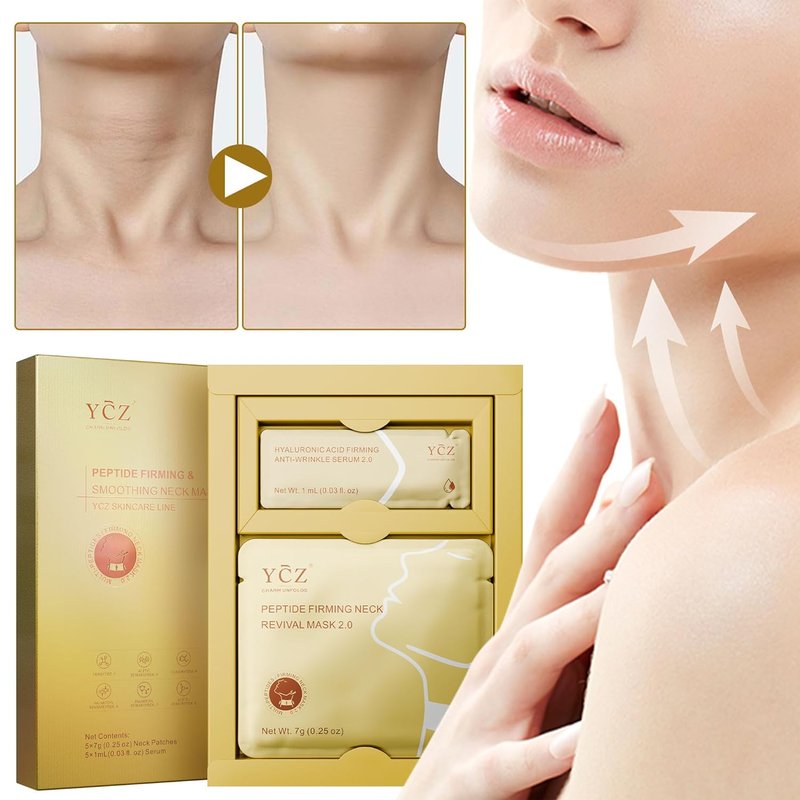 Collagen Neck Mask - Deep Hydration Neck Wrinkle Patches with 8 Peptides | Anti-Aging Firming Treatment