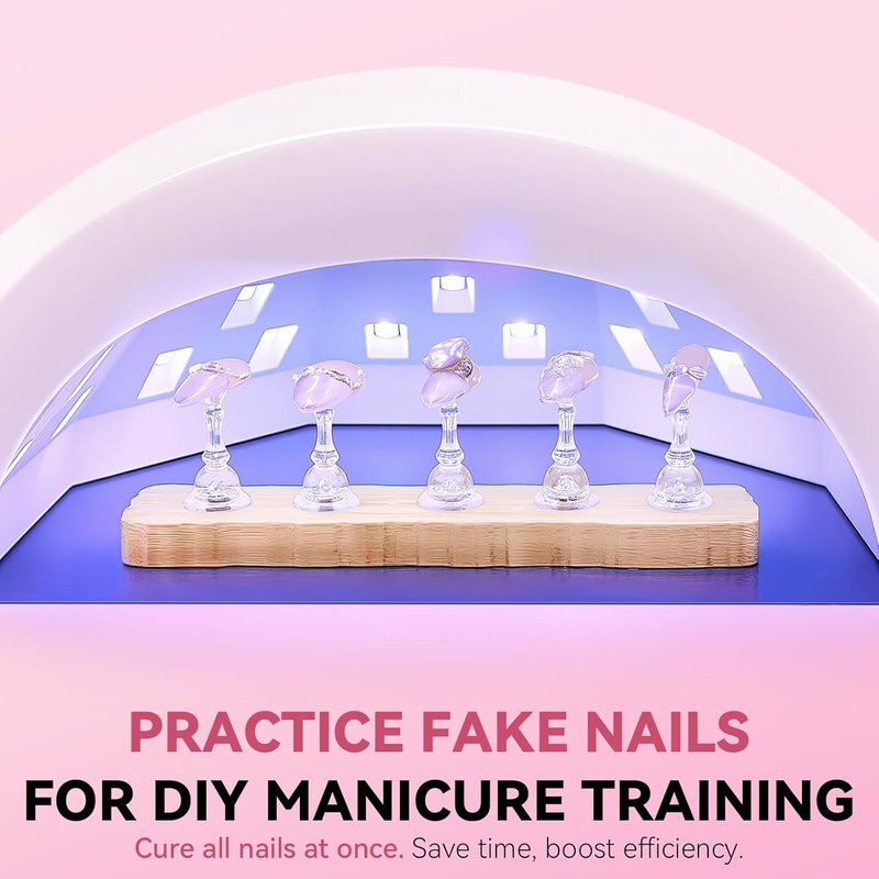 Nail Stand for Press On Nails Art Display Practice 2 Sets, 1 Heart Acrylic Magnetic Nail Stands, Fake Nail Holder Tips With 200 PCS Double-Sided Tape, Nail Kit Home DIY Supplies Accessories