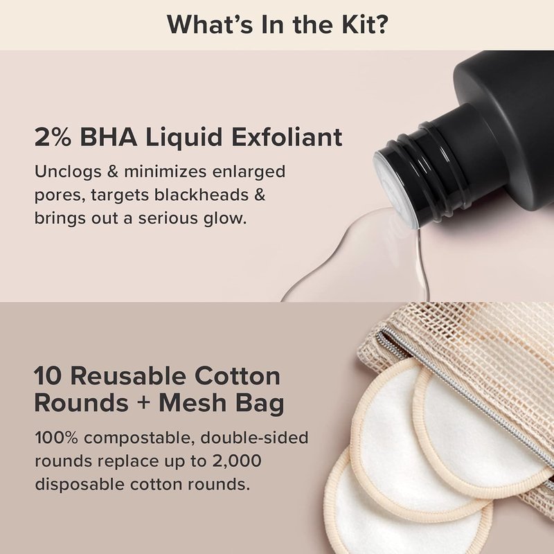 Paula’s Choice SKIN PERFECTING 2% BHA Exfoliant Duo - Eco-Friendly Liquid & Reusable Cotton Pads Set