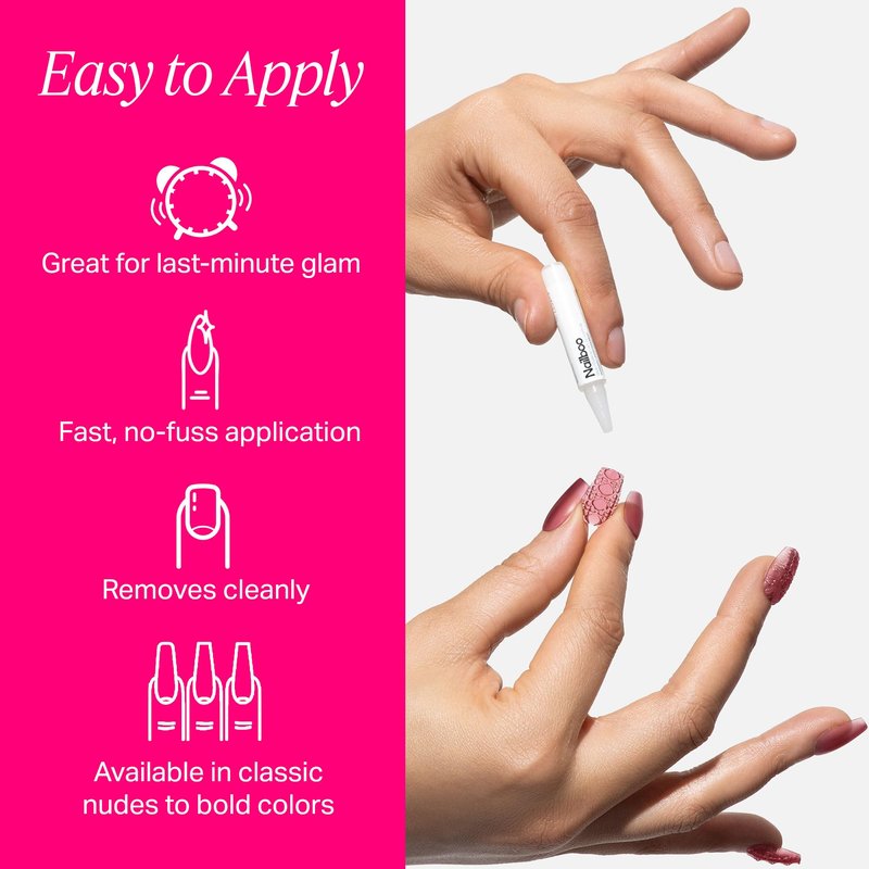 Nailboo Press On Nails, Salon-Quality Reusable Fake Nails for Fast DIY Manicure with Strong Hold Nail Glue for Press Ons, Nail File, & Alcohol Prep Pads, Exotic Emerald