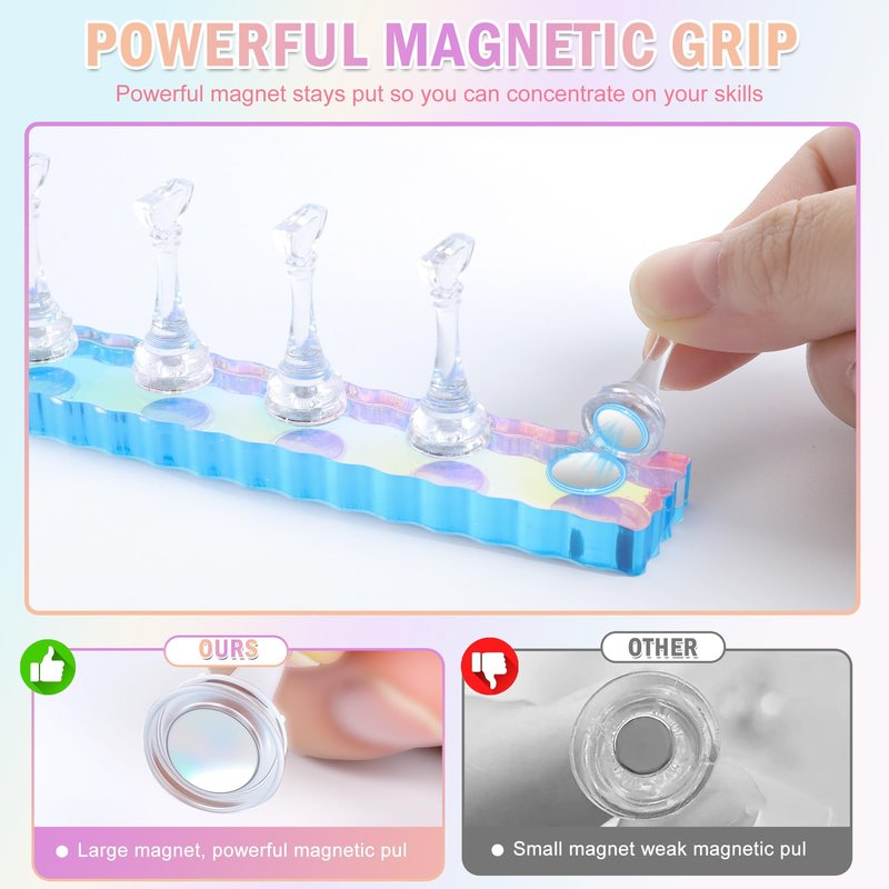BAGTeck Nail Stand for Press Ons, Nail Holder for Painting Nails, Press on Nail Holder, 1 Heart Shaped Acrylic Magnetic Nail Stands for Nail Art with Double-sided Tape Home Salon DIY Display Supplies