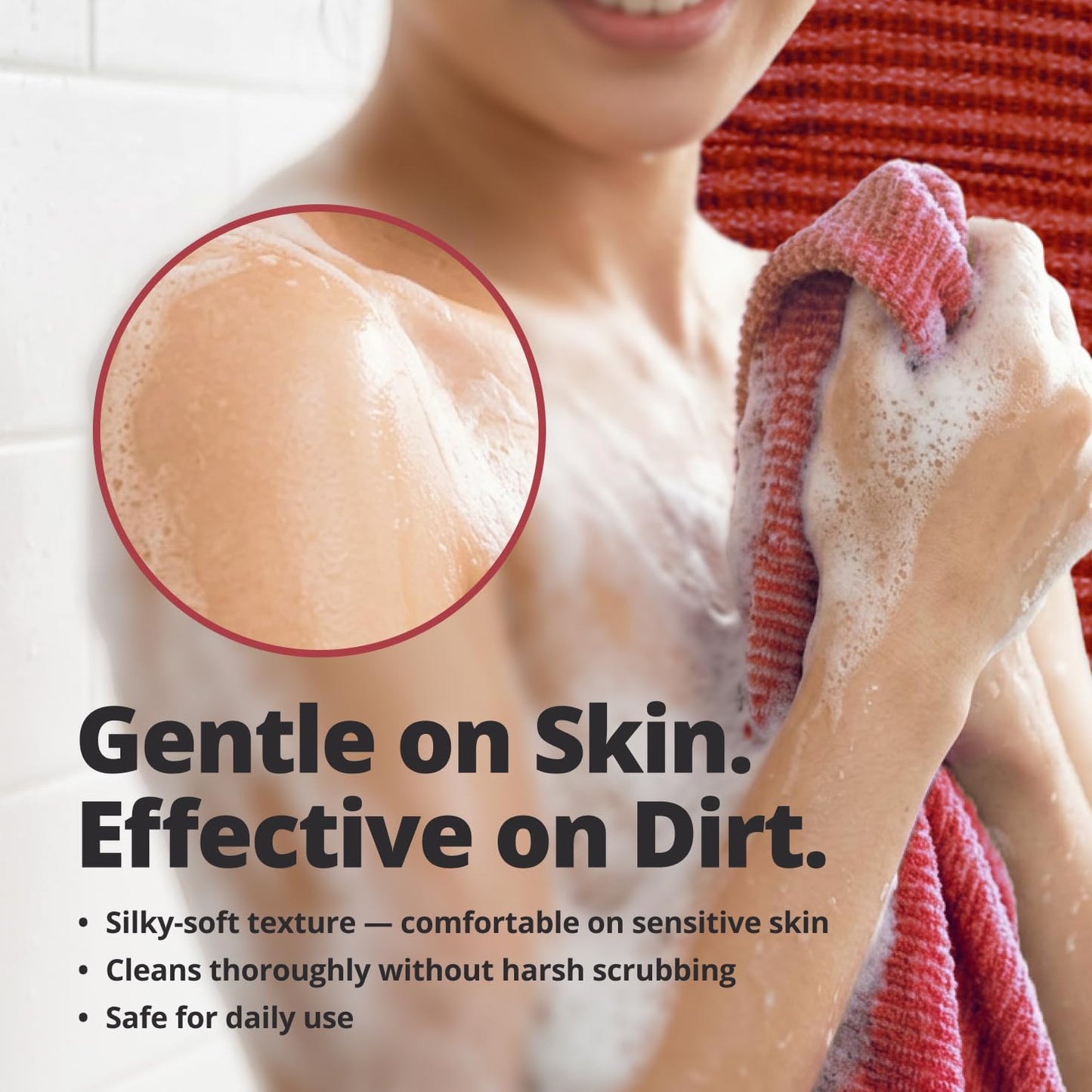 aisen Japan - Gentle Exfoliating Shower Towel, Ultra-Soft Japanese Nylon Body Scrubber, Long 47" Back Towel, Quick-Dry, Colorfast & Odor-Resistant, Made in Japan | Home & Spa (Wine Red)