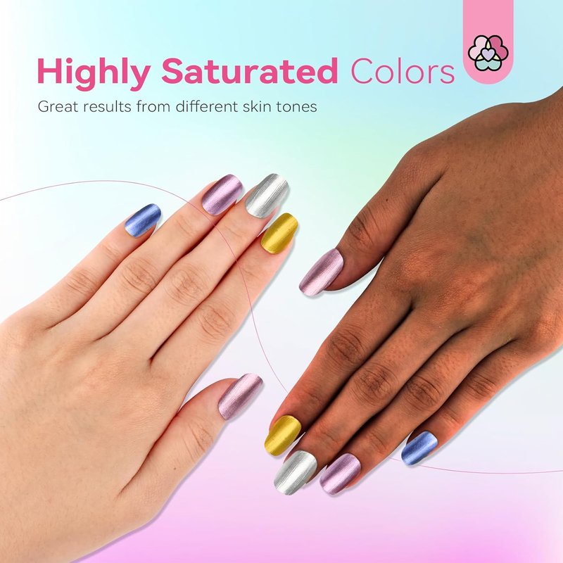 SAVILAND Metallic Nail Polish Set - 12 Chrome Colors with Base & Top Coat | Quick-Dry Glitter Holographic Finish