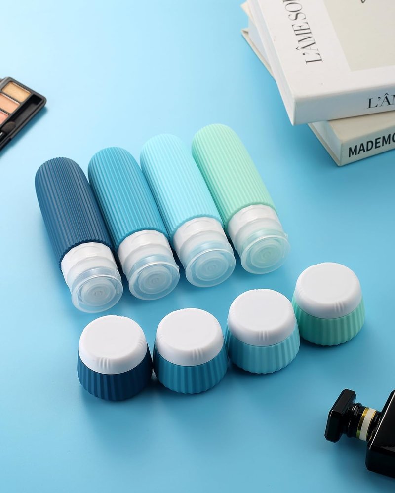 Mrsdry Travel Bottles - TSA Approved 3 oz Silicone Containers for Toiletries | 8 Pack with Clear Bag