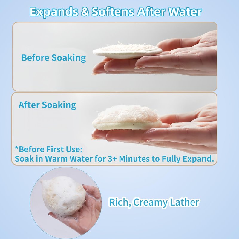 Natural Loofah Face Scrubber,Exfoliating Facial Scrub Pads Made from Organic Luffa for Women and Men (3.35", 6Pack)
