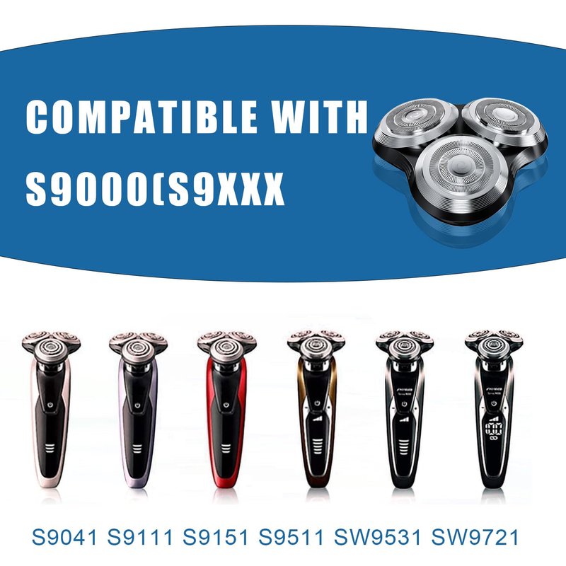 SH90 Replacement Heads Compatible with Philips Norelco Shavers Series 9000, New Version of Metal Wheel Buckle and Upgrade Double-Layer Precision Replacement Blades(3 Pack)