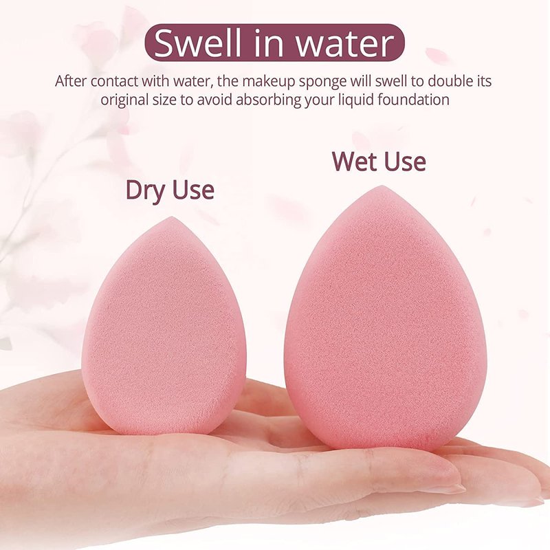 BEAKEY Makeup Sponge Set - Patented Flat Duo for Foundation & Powder | Latex-Free Pink Blending Sponges