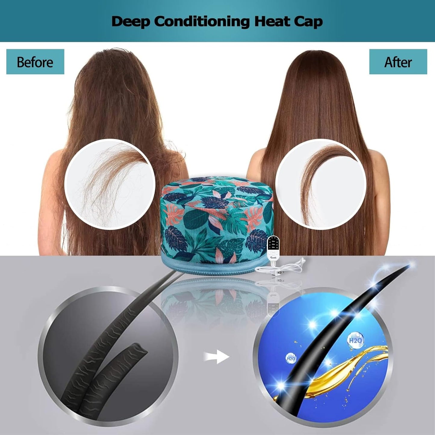 VICARKO Hair Steamer - Deep Conditioning Treatment with 10 Heat Levels | 118” Power Cord, Hawaii Blue
