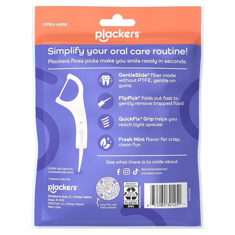 Plackers® Gentle Line® Floss Picks - Super Soft GentleSlide® Fiber, Fresh Mint, 150 Count