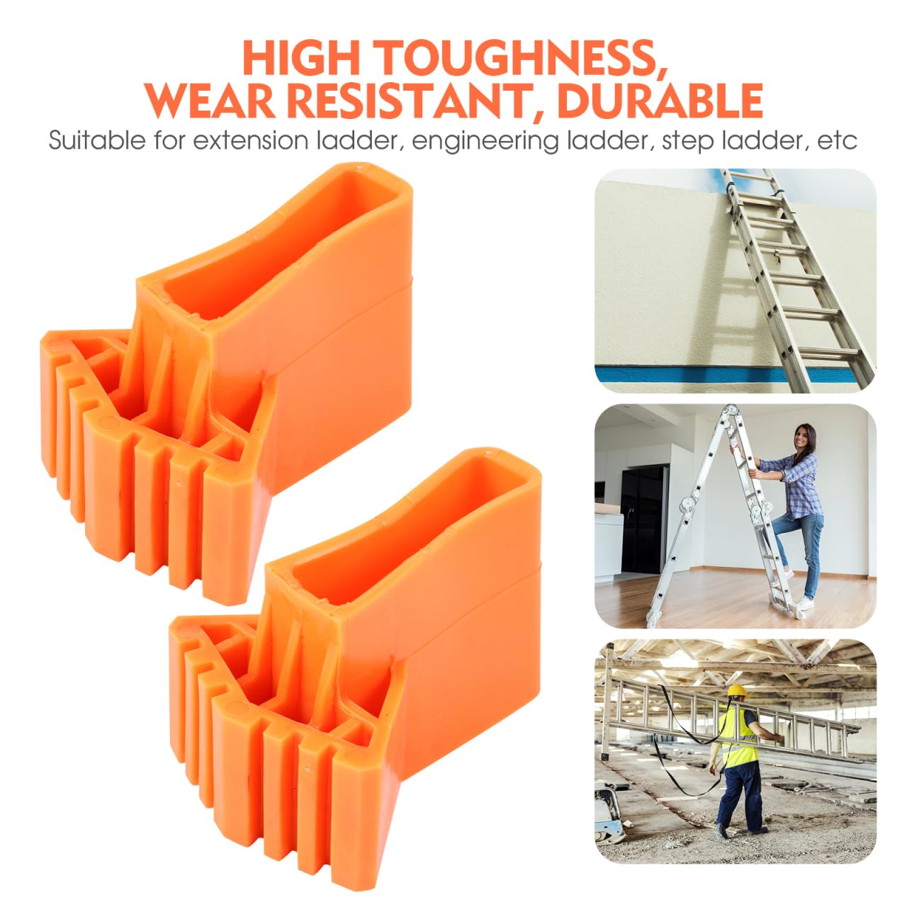 Cabilock Ladder Foot Cushion 4 Pack 3.54X2.55 Inch Non Slip Rubber Feet Mats for Folding and Stair Ladders Ladder Stabilizer Replacement Accessories