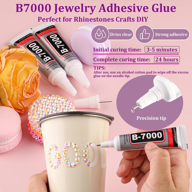 Resin Jelly Rhinestones - 16000 Pcs Transparent AB Flatback Gems | Includes 3 Pcs 10ml B7000 Jewelry Glue for DIY Crafts