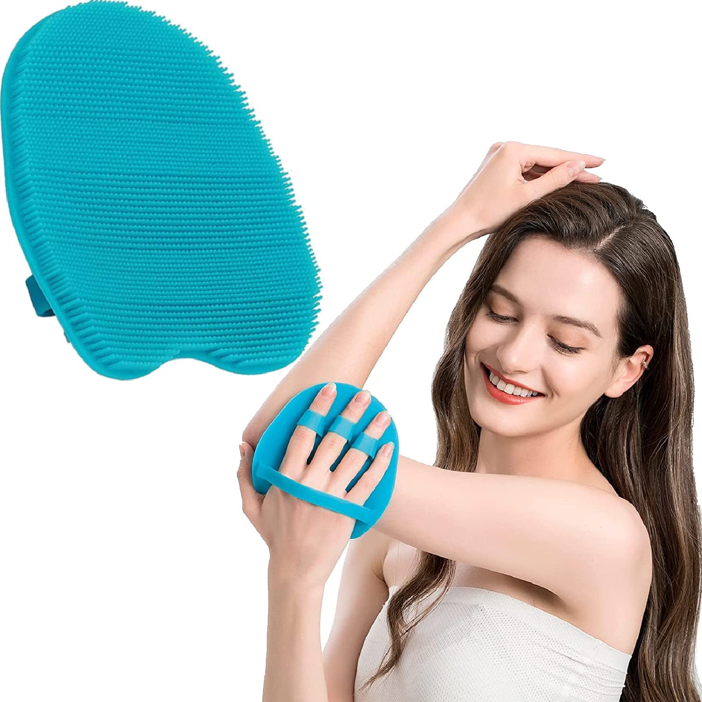 Pure Silicone Body Brush Shower Scrubber Gentle Exfoliating Bath Shower Tool, with Super Soft Manual Facial Cleansing Brush