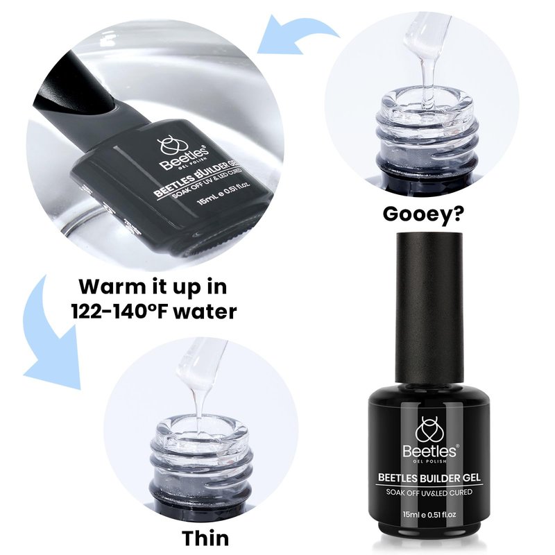 Beetles Builder Gel Clear-Dew Glow 8-in-1 Nail Thickening Strengthening Building Instant Apex with Liner Nail Brush for Beginner DIY Salon at Home,Clear Builder Nail Gel Kit,UV & LED Lamp Cured Needed