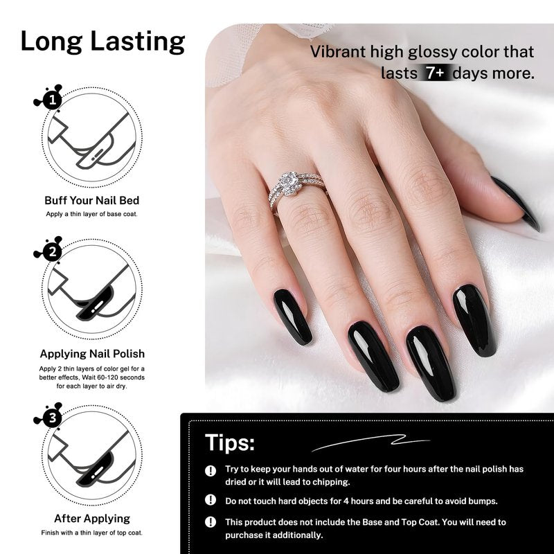 OpenLive 16.5ml Black Nail Polish Large Volume Quick Drying Nail Polish, Fast Drying and Long Lasting Color Nail Art DIY Home Manicure Gift for Women