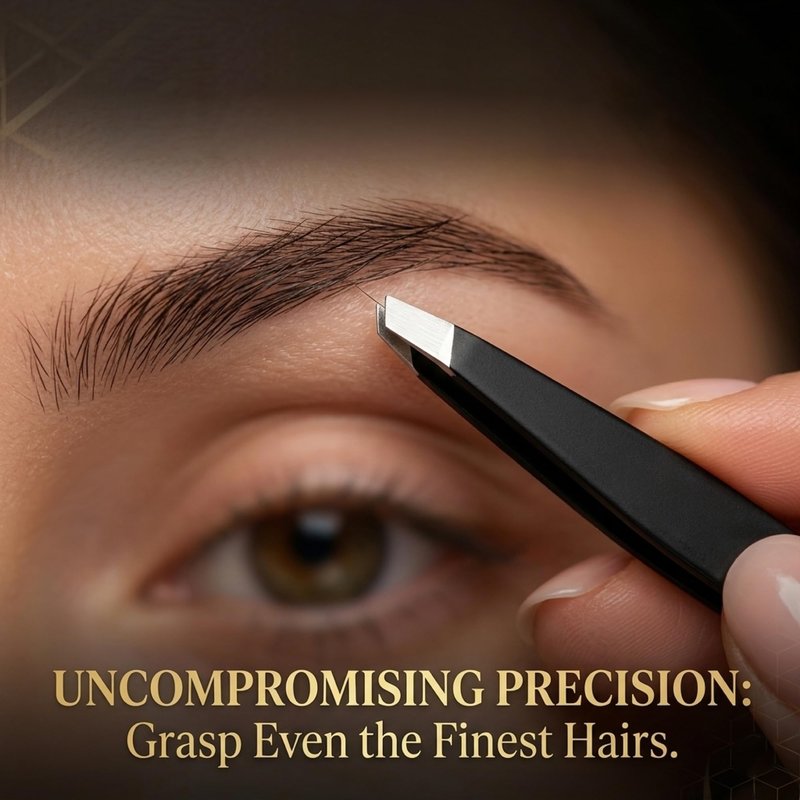 OCBA 4 Pcs Tweezers for Facial Hair Women & Men for Precise Grooming of Eyebrows - Professional Stainless Steel Black Color Coated Eyebrow Tweezers for Ingrown Hair on Nose Ear