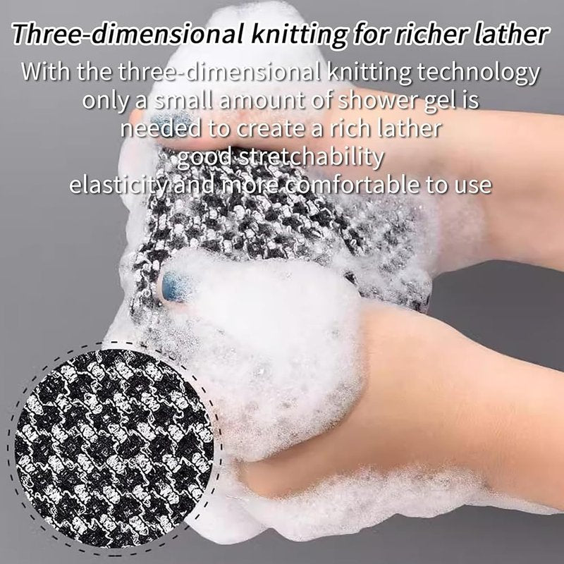 3 Pack Exfoliating Shower Towel, Long Exfoliating Washcloth Towels, Exfoliator Shower Towel Back Body Scrubber Scrub Cloth for Men & Women (Black,Pink,Blue)