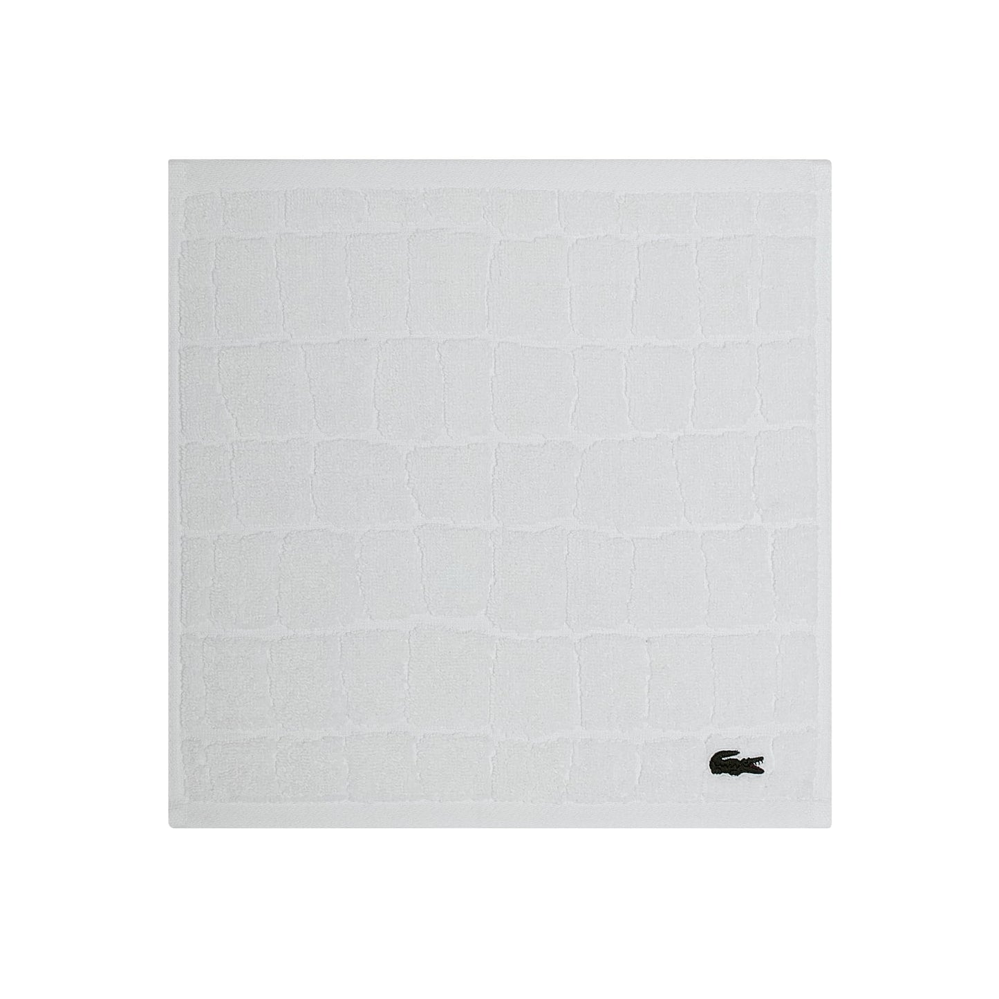 Lacoste Croc Scale 100% Cotton Bath Towel – Highly Absorbent, Ultra Soft & Quick Drying Luxury Jacquard Towel with Embroidered Crocodile, Premium Bathroom Essential, White, 13" x 13"