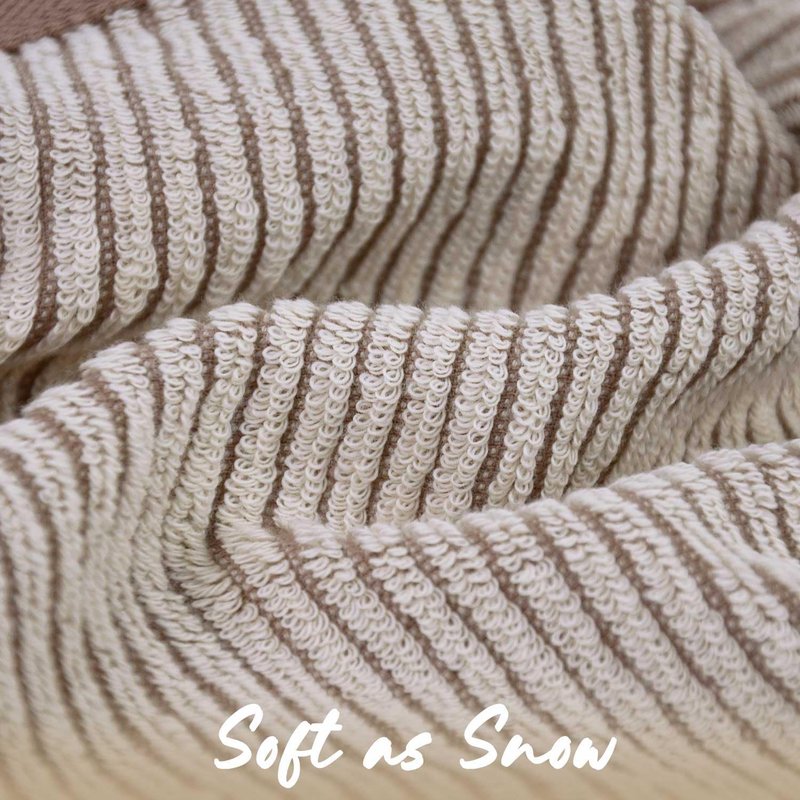 Cleanbear Wash Cloths 12 Pack, Jacquard Weaved Cotton Washcloth for Body and Face, 13.5 by 13 Inches Soft Face Towels for Sensitive Skin (Light-Brown)