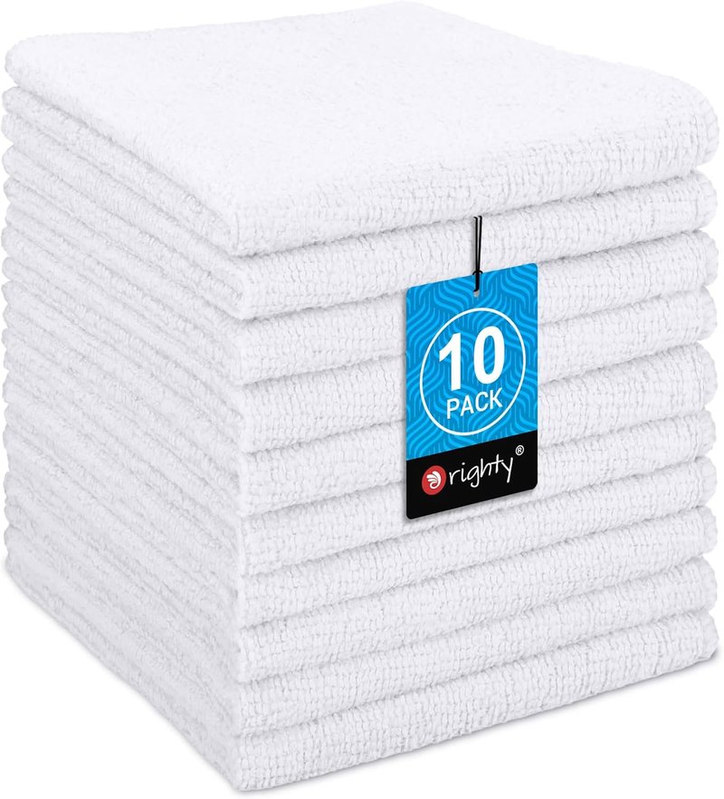 Orighty Microfiber Washcloths Set - 10 Highly Absorbent & Soft Face Towels | Multi-Purpose 11.5x11.5 Inch, White