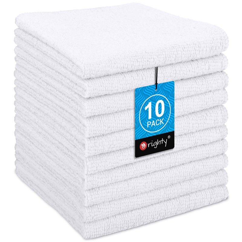 Orighty Washcloths Towels Set 10 Pack, Highly Absorbent and Soft Feel Microfiber Face Cloths, Multi-Purpose Wash Cloths & Hand Towels for Bathroom, Hotel, Spa, and Gym, 11.5x11.5 Inch, White