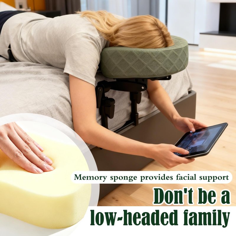 GOKKYOA Massage Headrest for Bed Face Cradle, Adjustable Massage Attachment for Mattress, Portable Massage Head Rest for Mattress, Face Down Pillow After Eye Surgery (Turquoise)