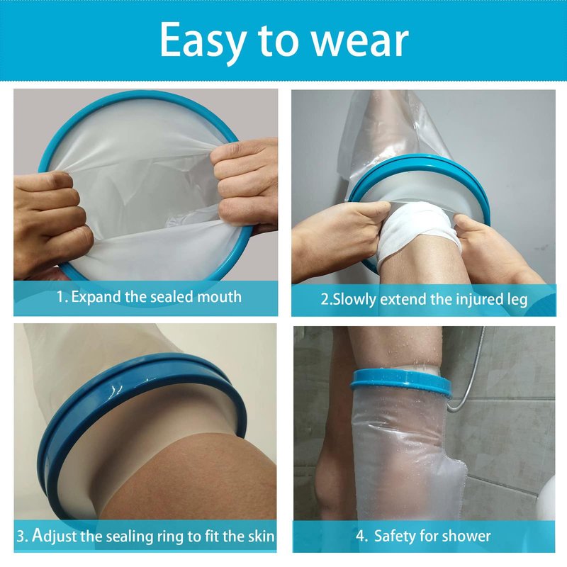 Tideshake - Waterproof Leg Cast Cover for Showering, Reusable Adult Short Leg Cast Protector, Cast Covers for Shower Leg, Cast Bag for Shower, Cast Cover for Showering Foot