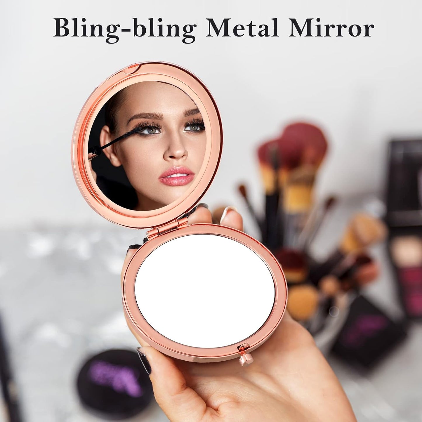 Yulejo 6 Pieces Compact Mirror Bulk Mini Pocket Mirror for Purse Gift Wedding Makeup Small Portable Magnifying Cosmetic for Travel Pocket 2.75 Inch Round Folding for Women Mom Baby Shower Bridesmaid