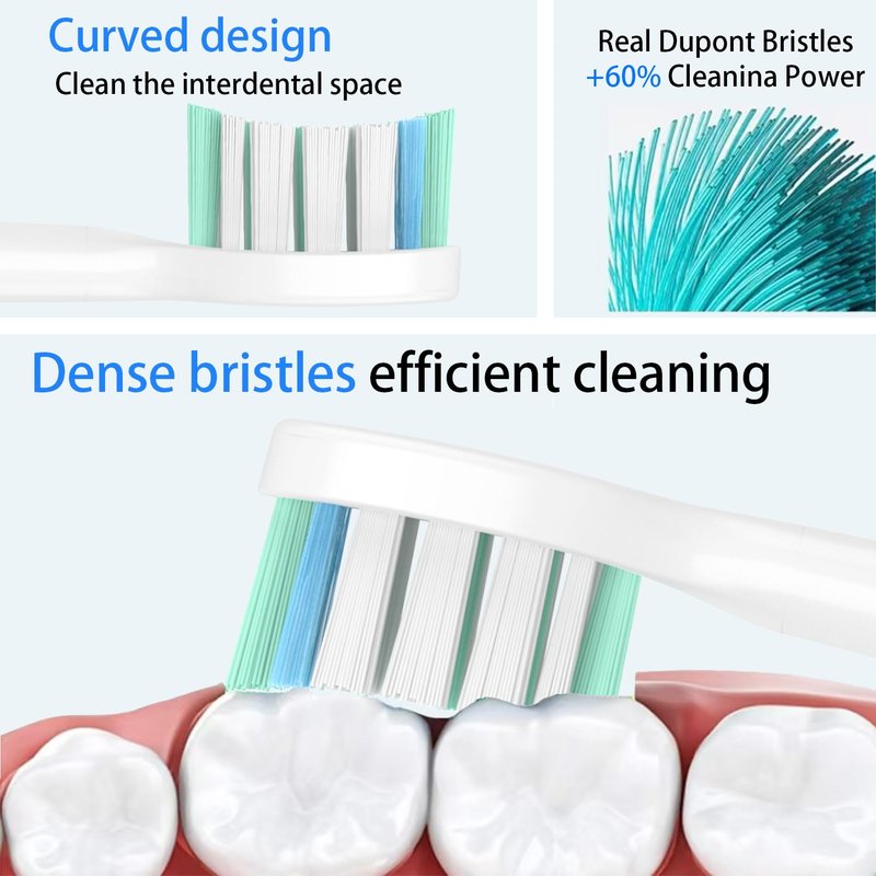 Densuuclin Toothbrush Replacement Heads for Philips Sonicare and More Click-on Handles 12 Pack White